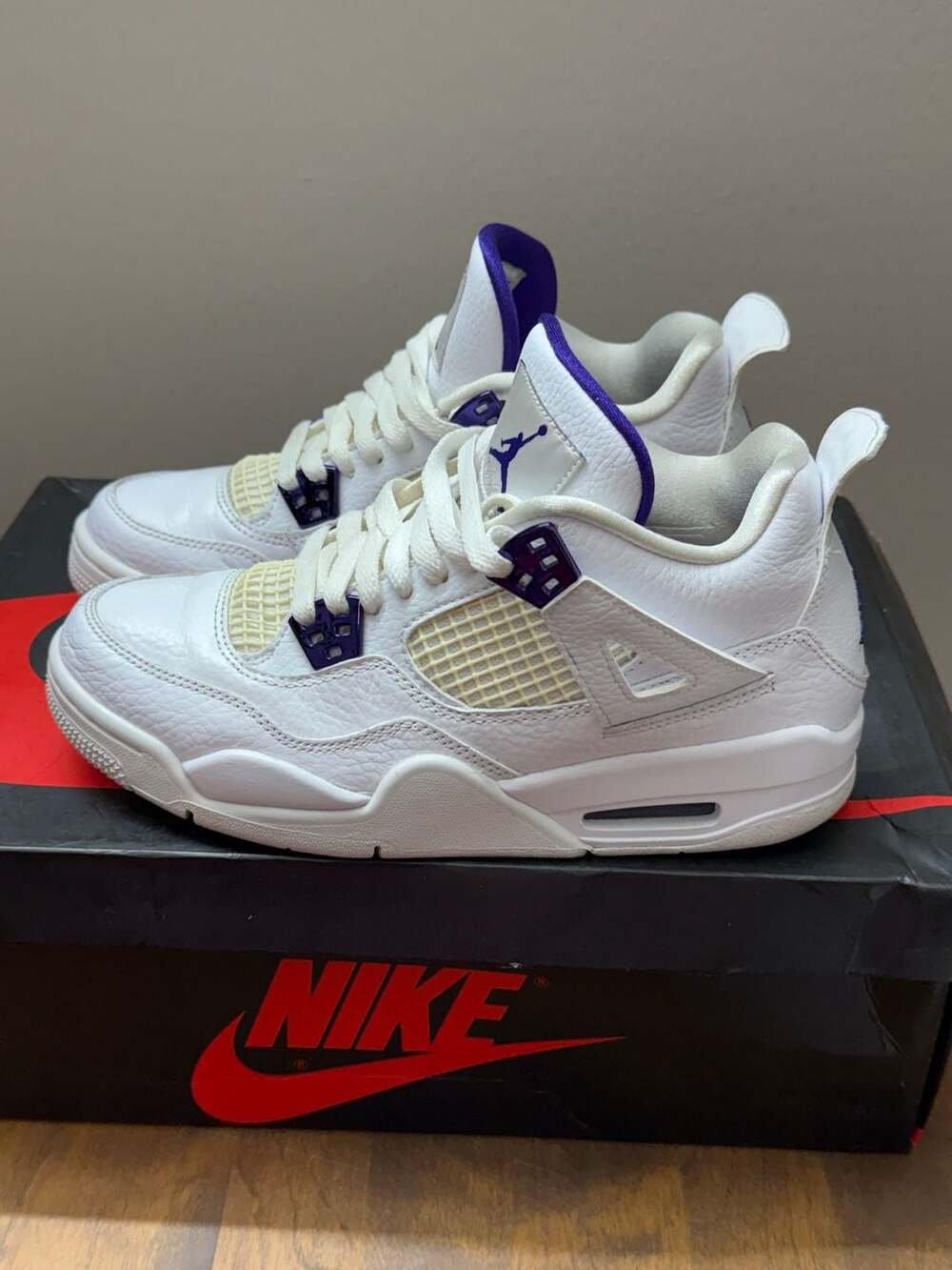 6.5Y Nike Air Jordan 4 Retro Metallic Purple White Court Purple